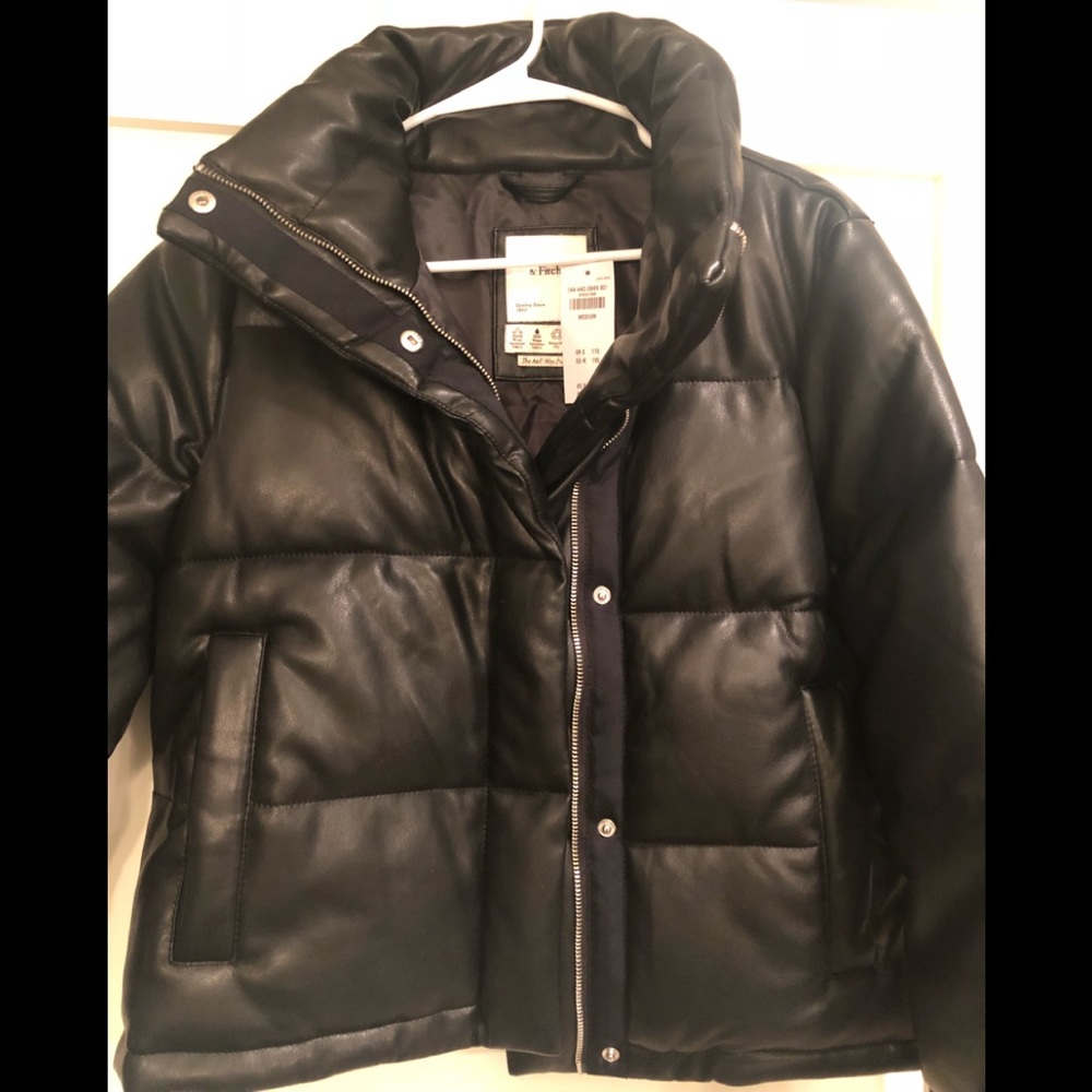 Abercrombie & Fitch Black Vegan leather puffer